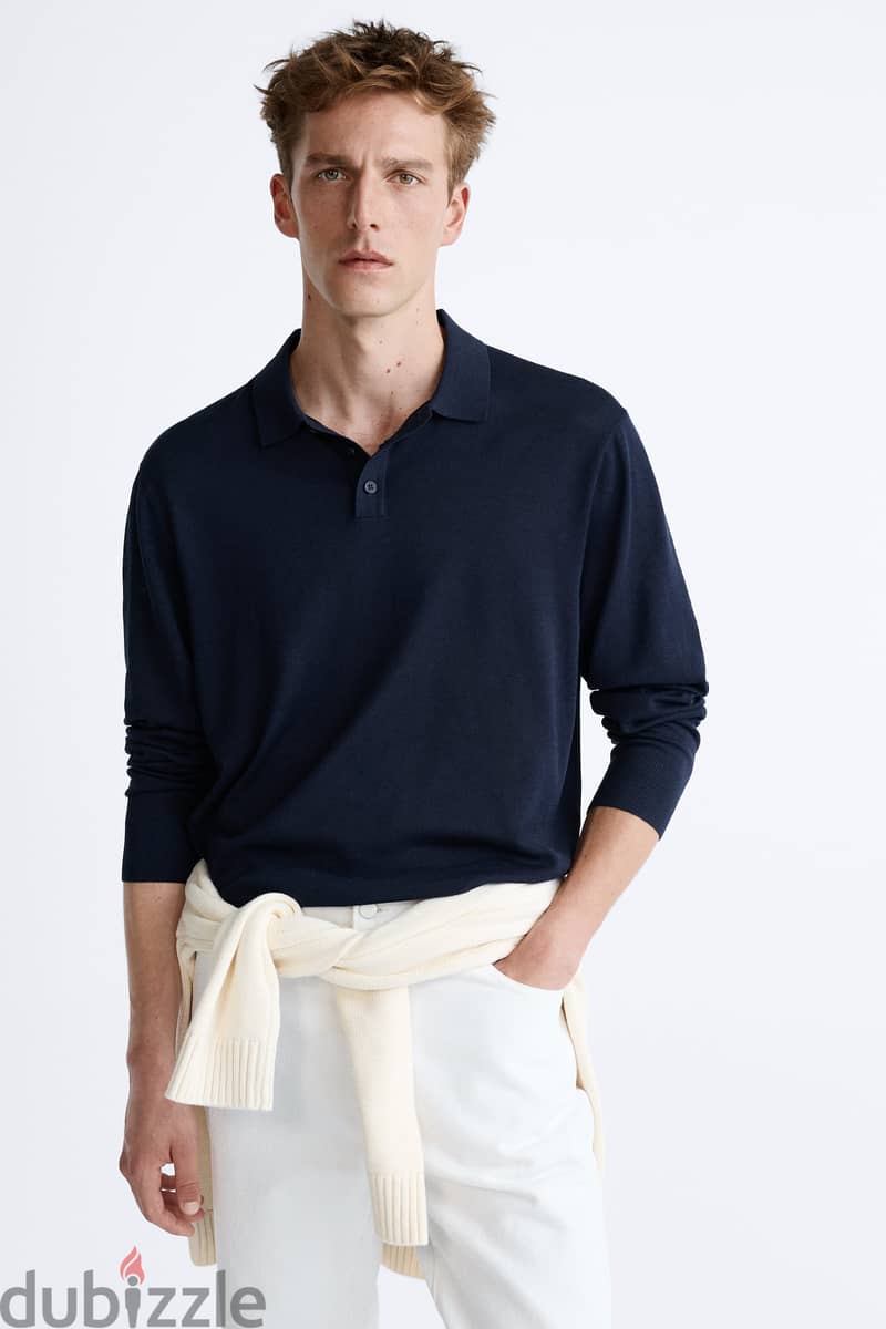 ZARA Long sleeve Knit Polo Shirt 3