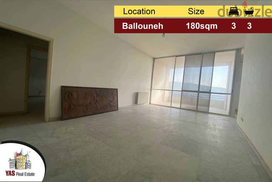 Ballouneh 180m2 | Panoramic View | Flat | Excellent Condition | ELS 0