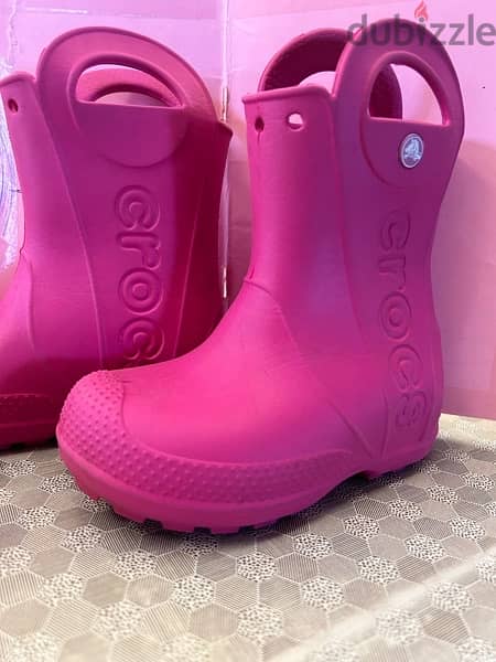 Crocs Handle It Rain Kids Lifestyle Boots Pink size 8 =24 0