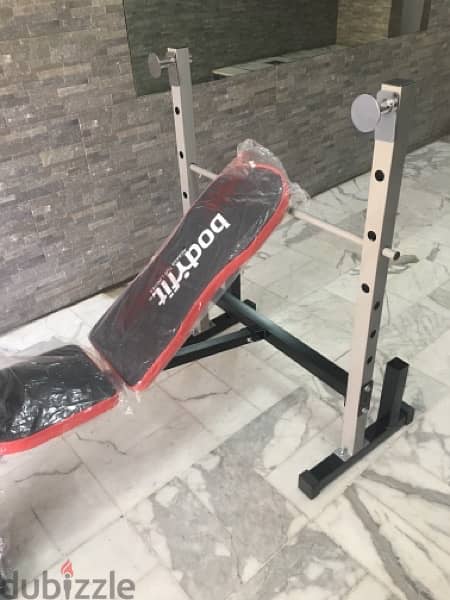 bench adjustable bodyfit new in box with legs and biceps heavy duty 3