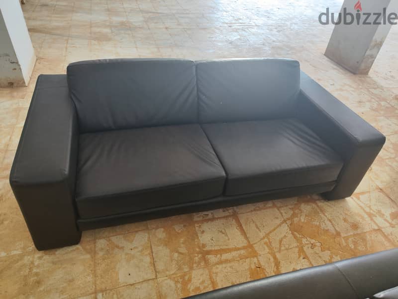 Real Leather Sofa Set (Black) 1 x 200cm + 1 x 160 cm Made in Italy 1