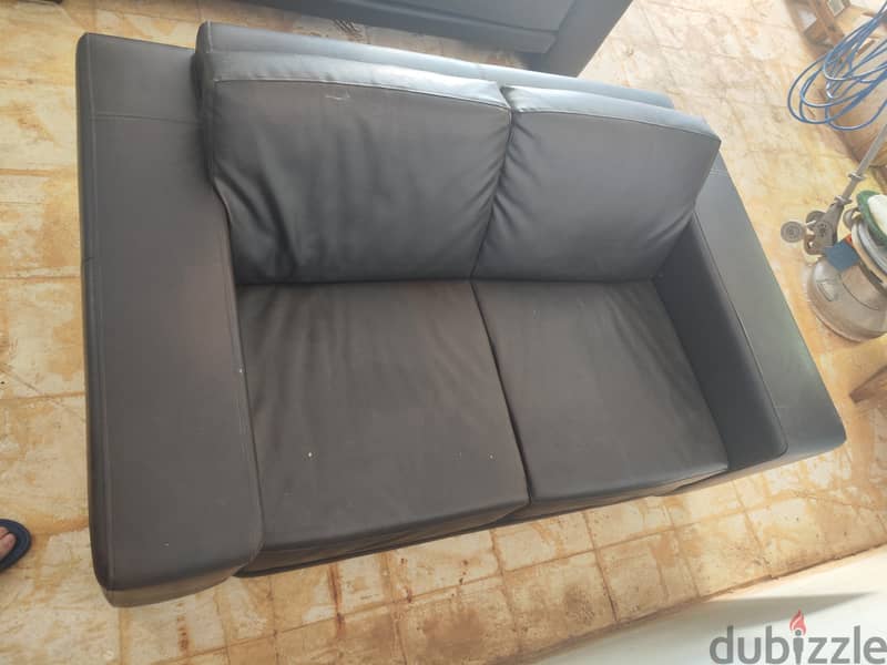 Real Leather Sofa Set (Black) 1 x 200cm + 1 x 160 cm Made in Italy 2