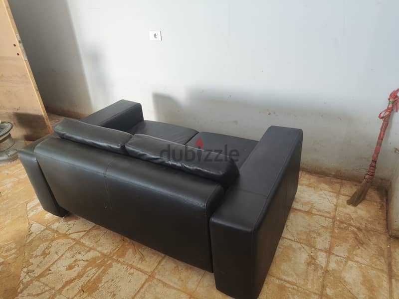 Real Leather Sofa Set (Black) 1 x 200cm + 1 x 160 cm Made in Italy 3