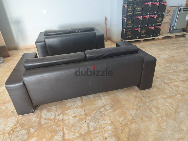 Real Leather Sofa Set (Black) 1 x 200cm + 1 x 160 cm Made in Italy 4