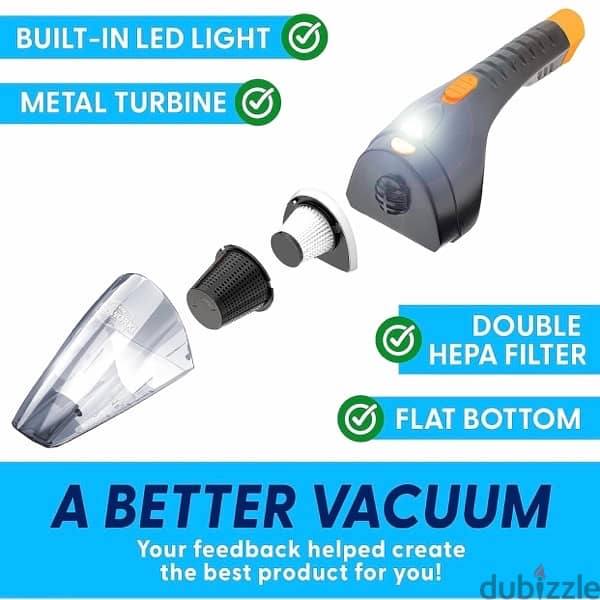 ThisWorx Car Vacuum Cleaner Upgraded w/ LED Light, Double HEPA Filter 9