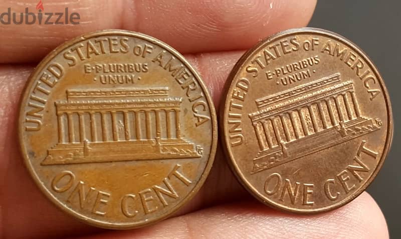 one cent united states of america ,two pieces 1974 - 2006 1