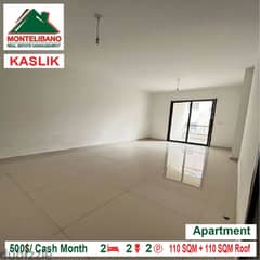 500$/Cash Month!! Apartment for rent in Kaslik!!
