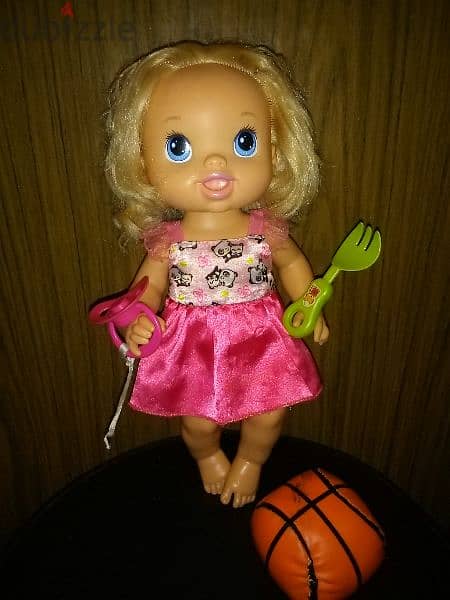 BABY ALIVE Hasbro As new doll+Pacifier+Basket anti stress ball+Fork=22 7