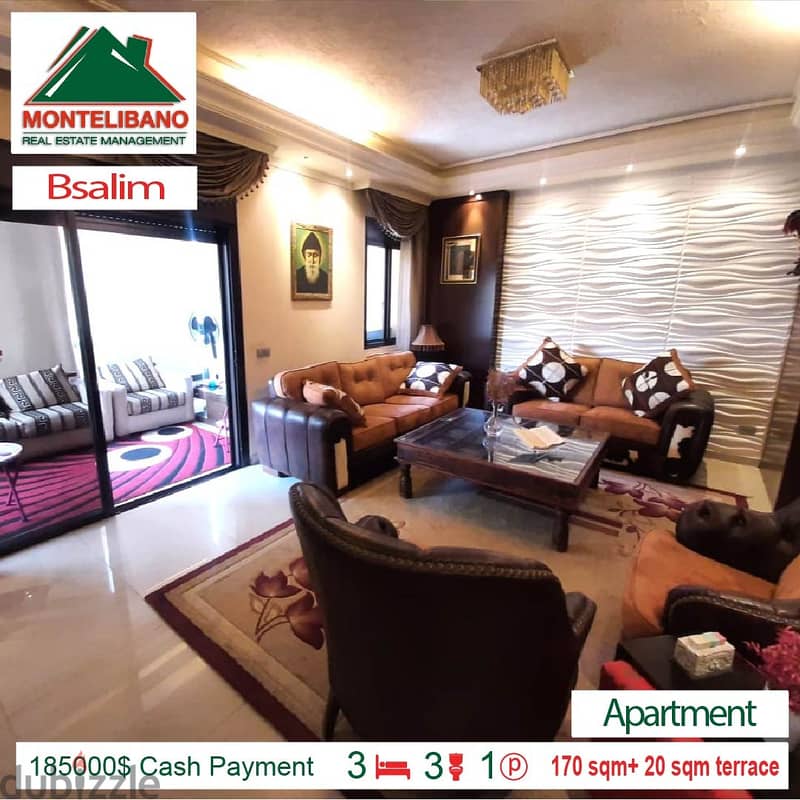 185000$ Cash Payment!! Apartment for sale in Bsalim!! 0