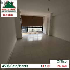 450$ Cash/Month!!Offiice for Rent in Kaslik