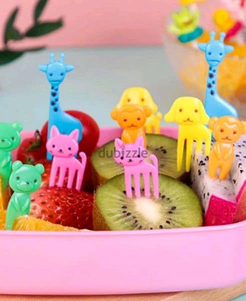 Cat and animals fruit forks and cocktail piques 6 pieces 7