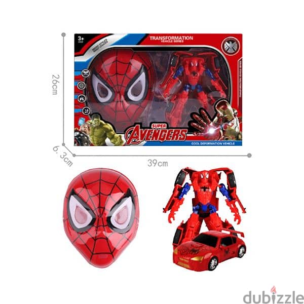Spiderman Transformer Action Figure With Face Mask 0