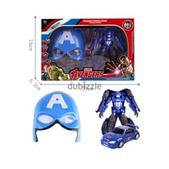 Captain America Transformer Action Figure With Face Mask 0