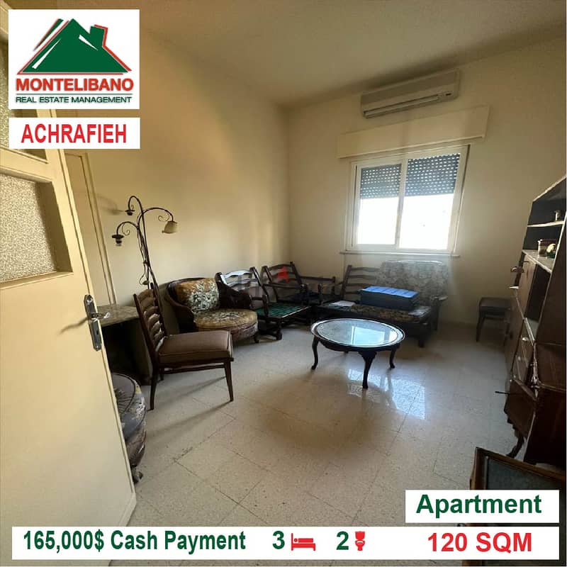 165,000$ Cash Payment!! Apartment for sale in Achrafieh!! 1