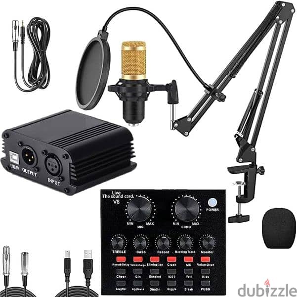 bm800 microphone , v8 sound card & phantom power 0