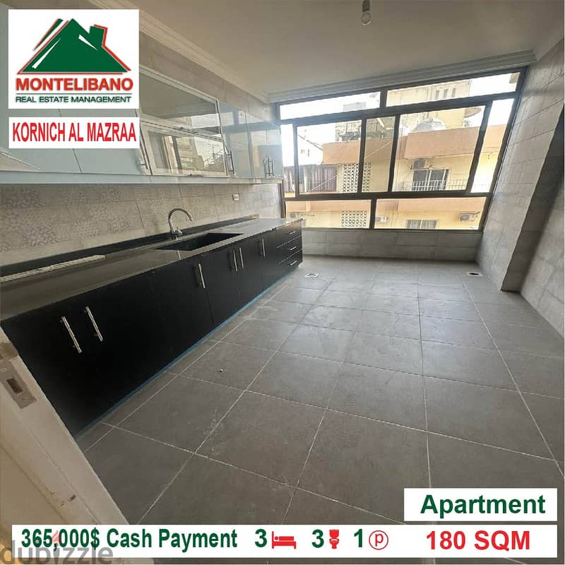 365,000$ Cash Payment!! Apartment for sale in Kornich Al Mazraa!! 2