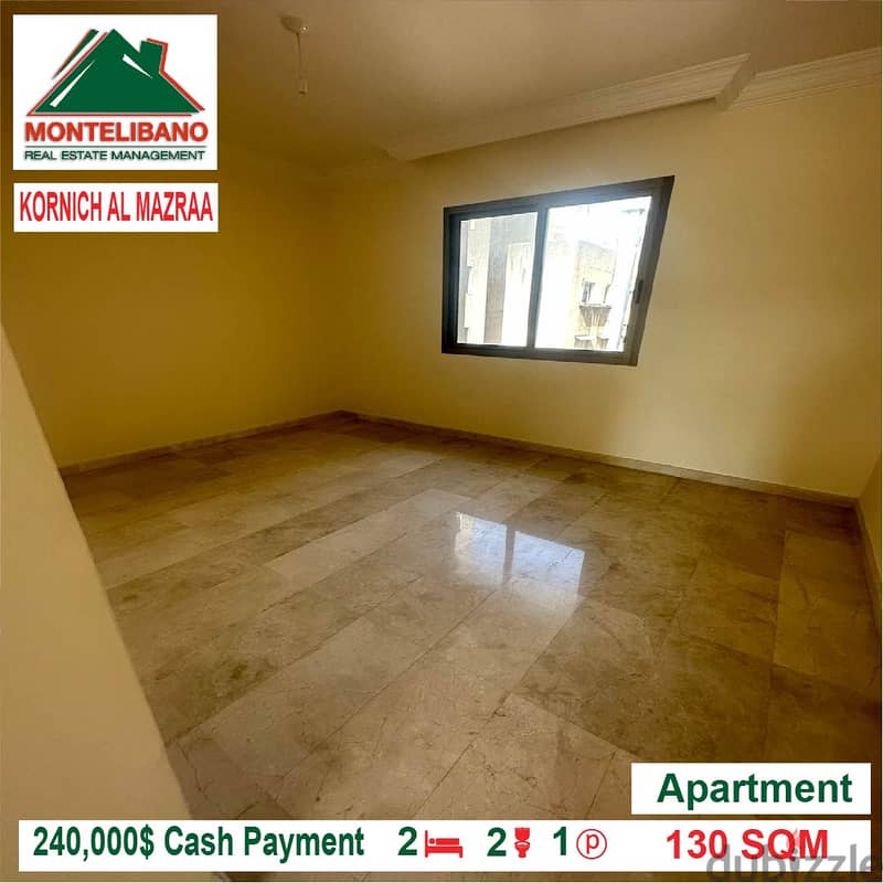 240,000$ Cash Payment!! Apartment for sale in Kornich Al Mazraa!! 1