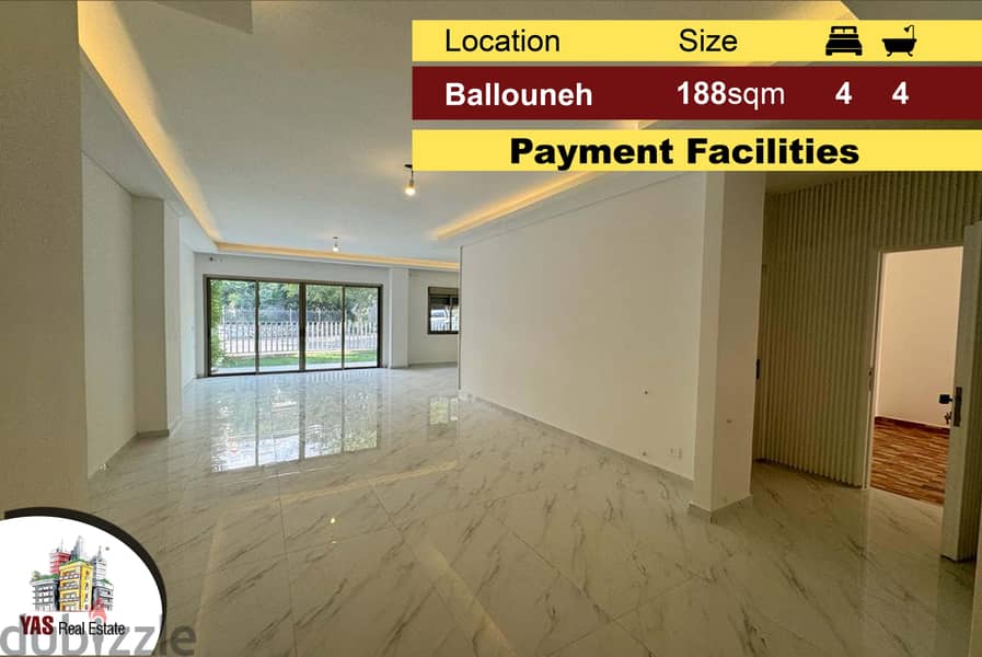 Ballouneh 188m2 + 80m2 Garden | High-End | New |Payment Facilities||MY 0