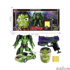 Hulk Action Figure Transformer With Face Mask And Nerf Gun