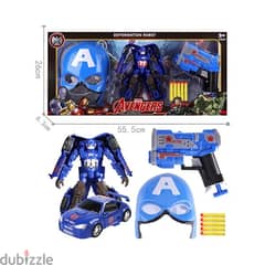 Captain America Transformer Figure Action Face and Gun 0