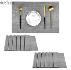 6 Piece Placemats Set, 45x30cm, Light Grey - Beige - Dark Grey