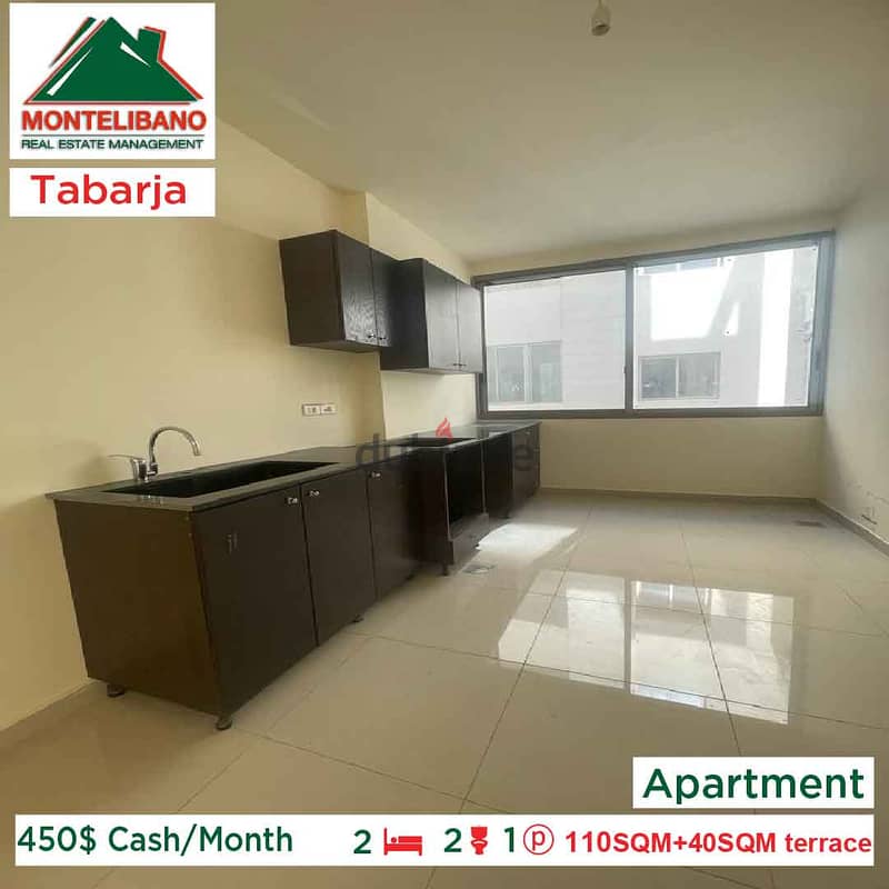 450$ Cash/Month!! Apartment for rent in Tabarja!! 2