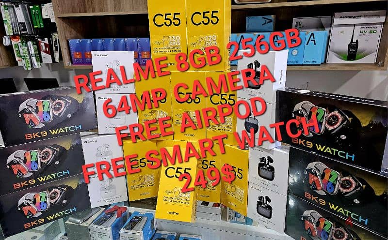 Realme C55  256GB + SMART WATCH + AIRPOD 1