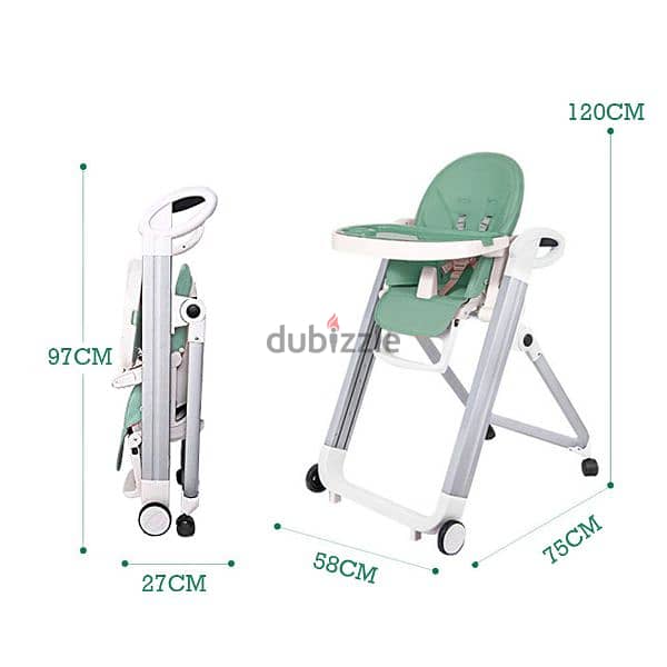 Portable Folding High Chair For Babies And Toddlers - Green 1