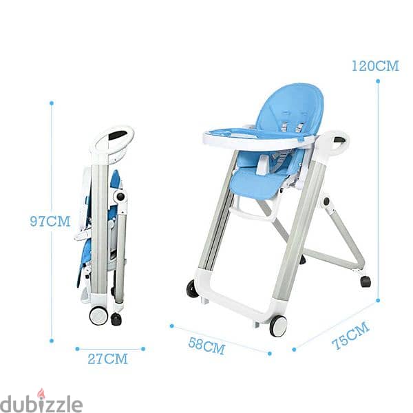 Portable Folding High Chair For Babies And Toddlers - Tiffany Blue 1