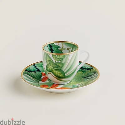 Hermes Passifolia (6x) Coffee cups and (1x) Sugar Bowl