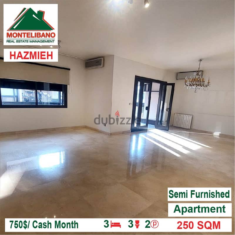 750$/Cash Month!! Apartment for rent in Hazmieh!! 1