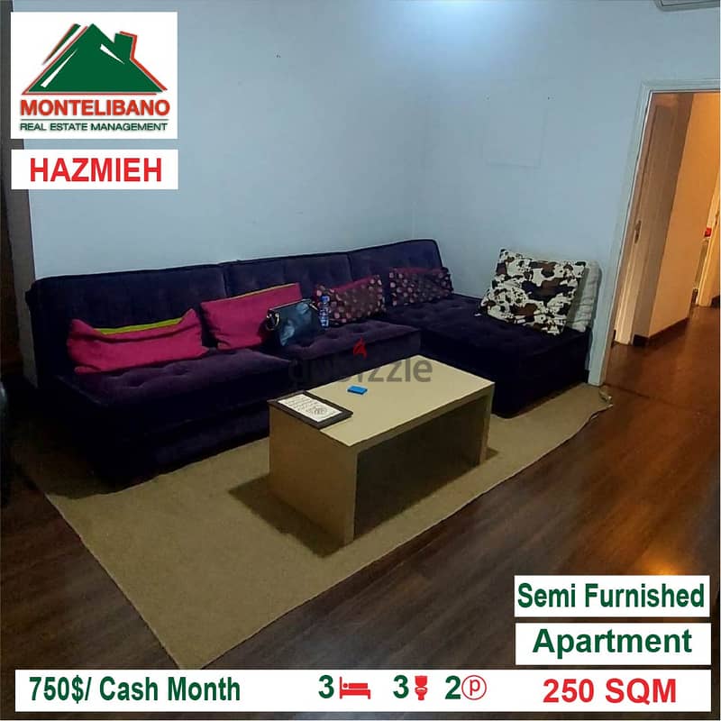 750$/Cash Month!! Apartment for rent in Hazmieh!! 2