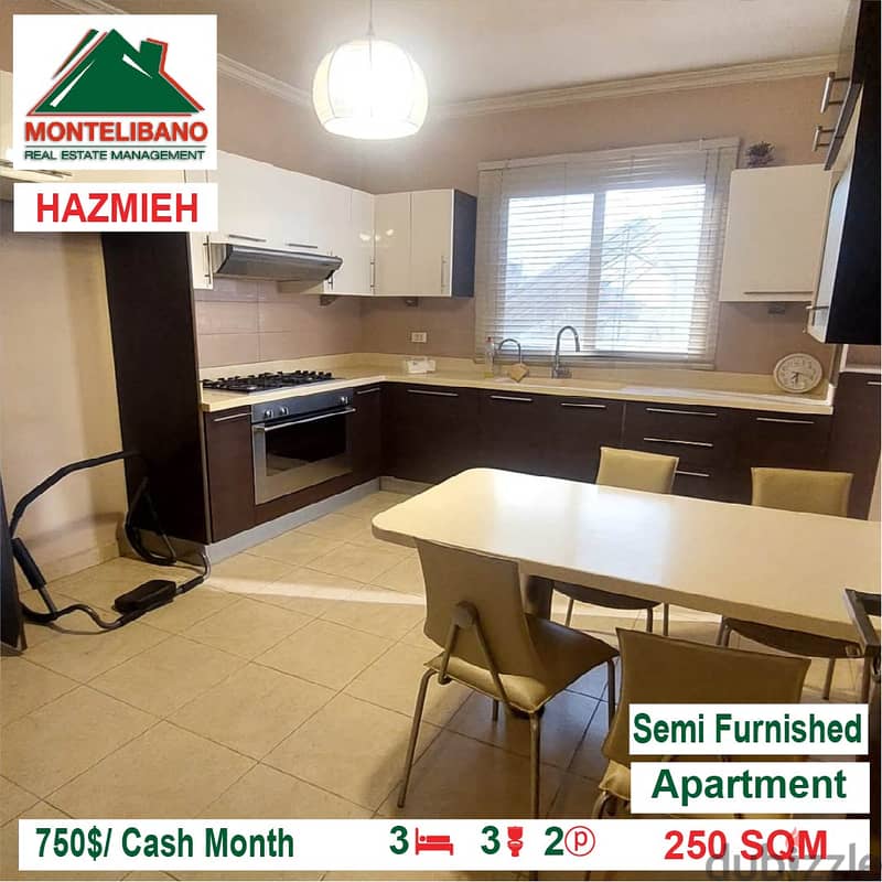 750$/Cash Month!! Apartment for rent in Hazmieh!! 4