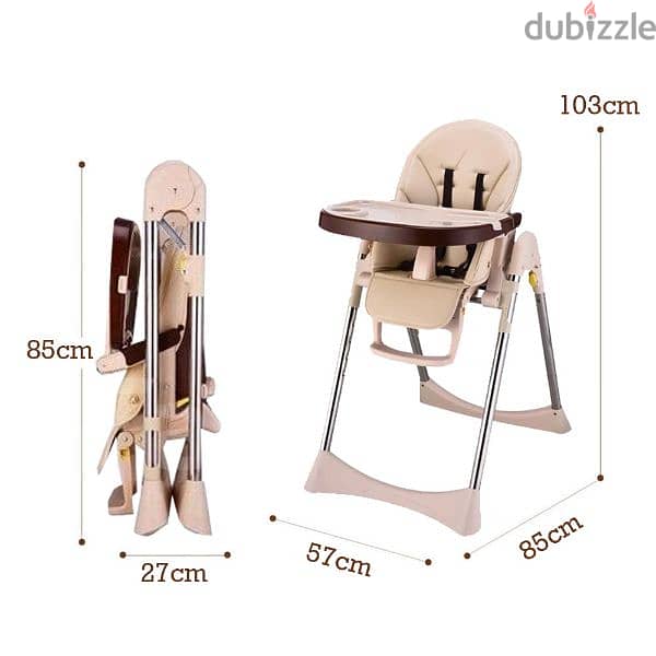 Folding High Chair For Babies And Toddlers - Beige 1