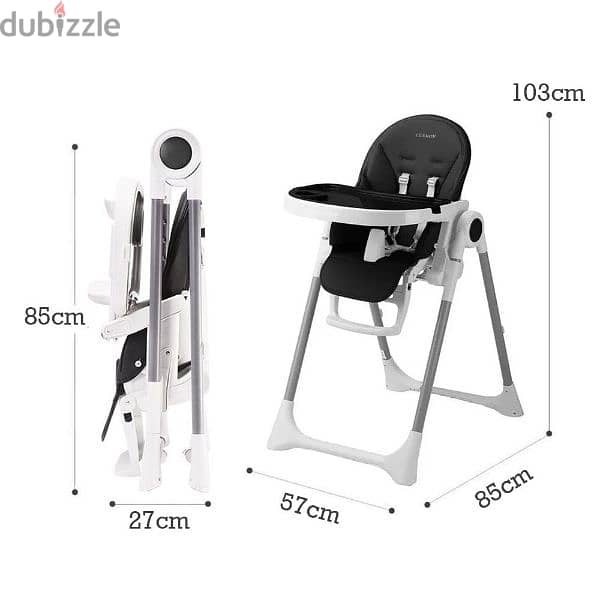 Folding High Chair For Babies And Toddlers - Black 1