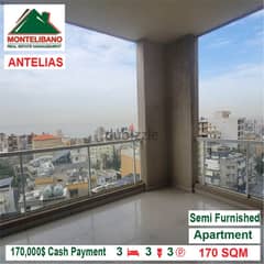170,000$ Cash Payment!! Apartment for sale in Antelias!! 0