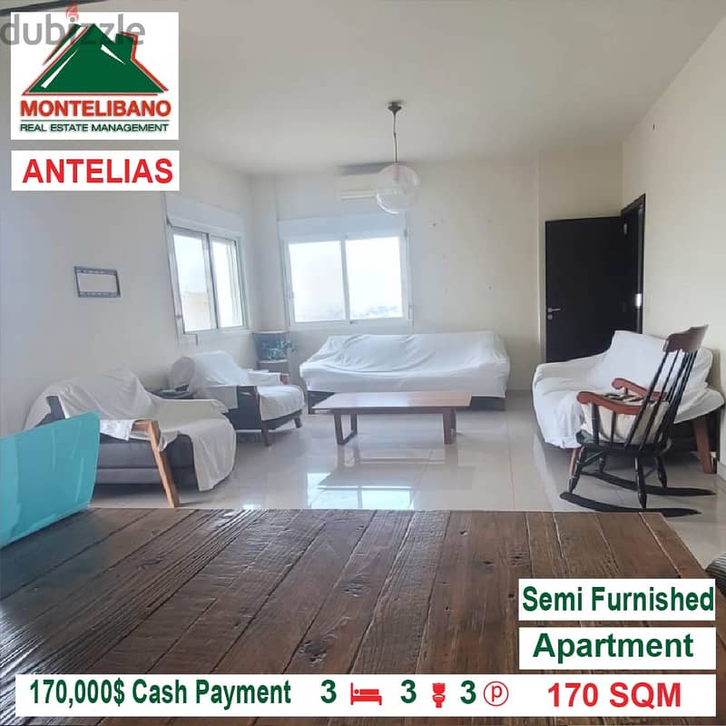 170,000$ Cash Payment!! Apartment for sale in Antelias!! 1