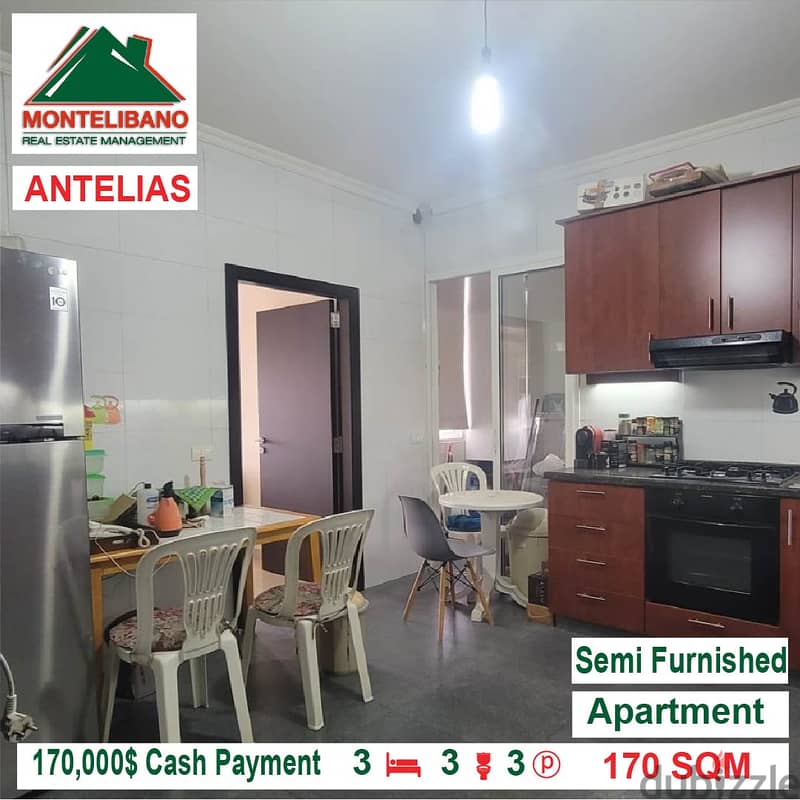 170,000$ Cash Payment!! Apartment for sale in Antelias!! 3