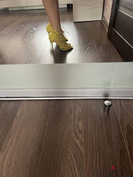 mudtard yellow open toe boots size 37 used once primark 4