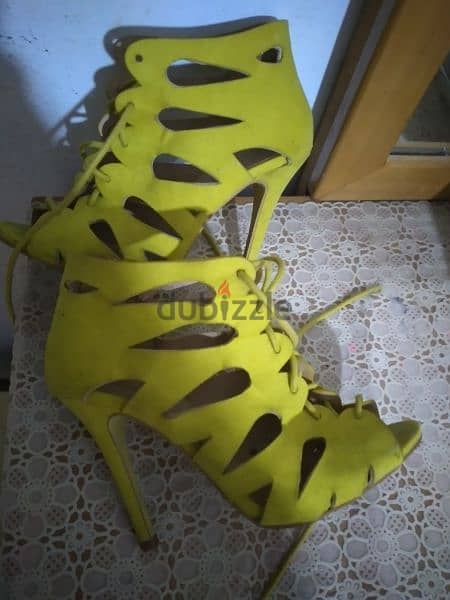mudtard yellow open toe boots size 37 used once primark 8