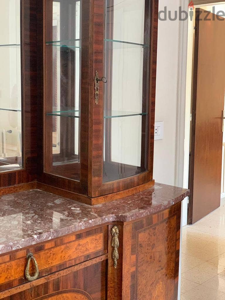 LUXURIOUS BUFFET ANTIQUE BAR CABINET WITH MARBLE TOP AND MIRROR 1
