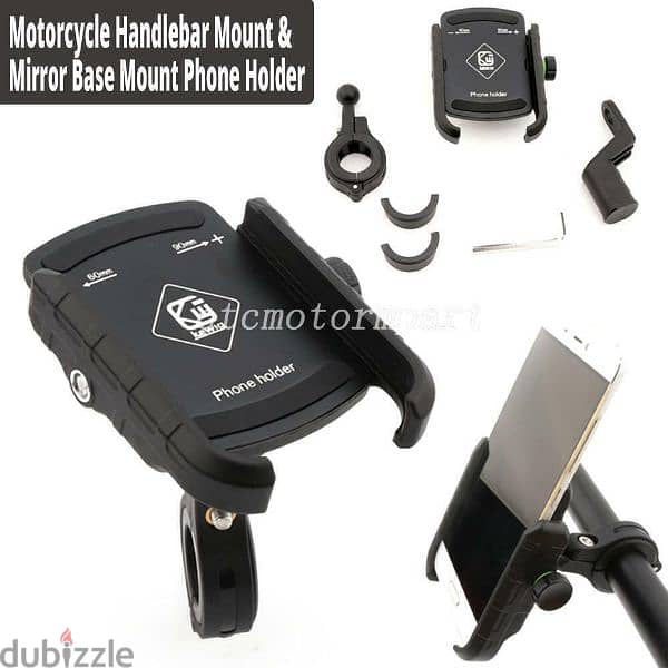 universal motorcycle handlebar mount and mirror phone holder 2