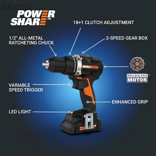 Worx Nitro 20V Cordless Brushless Drill Driver WX102L Industrial