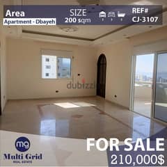 Apartment For Sale in Dbayeh, 200 m2, شقة للبيع في ضبية