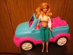 Barbie FIAT2000 great doll SET+Jeep Convertible Speed Boat Trailer toy 0