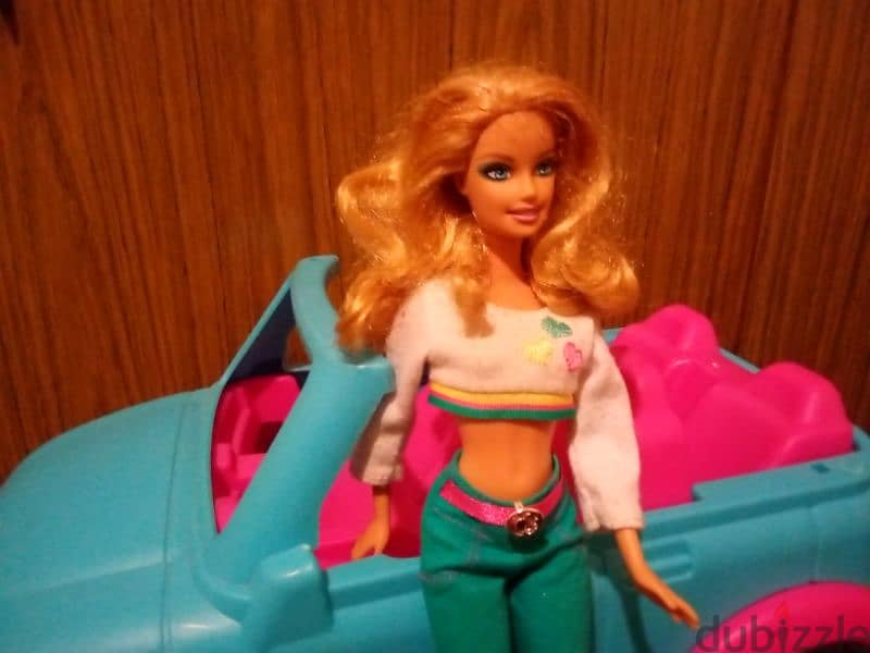 Barbie FIAT2000 great doll SET+Jeep Convertible Speed Boat Trailer toy 7