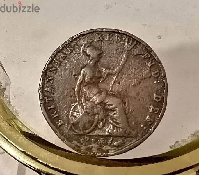 1853 Britannia Q. Victoria Half Penny rare copper coin 1