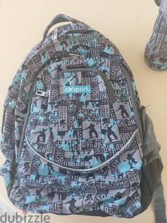 eXsport  blue and grey school bag with matching water bottle cover 0