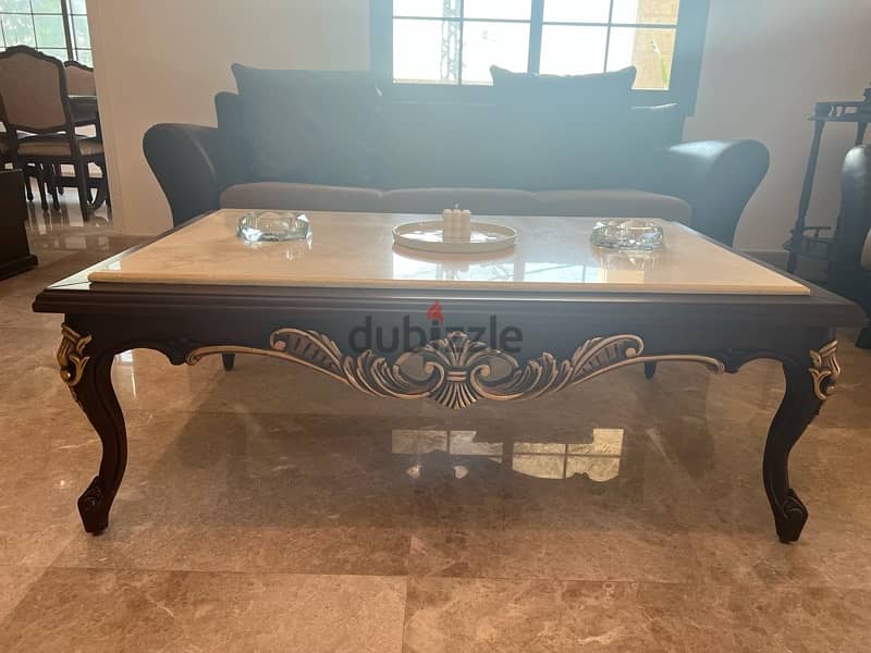 classic coffee table with marble top 1
