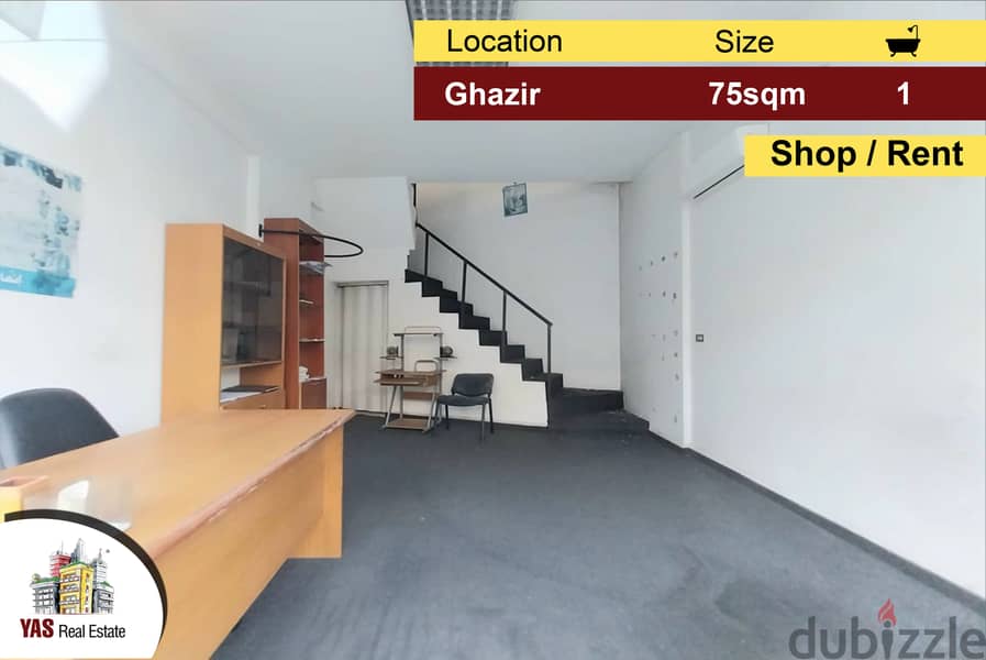 Ghazir 75m2 | Rent | Shop | Perfect Investment | Two Floors | 0
